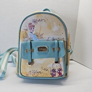 NWT‎ Disney CINDERELLA Glam Squad 11" Mini Backpack Vegan Leather Yellow Blue